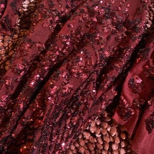 Custom made burgundy sequence prom dress